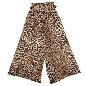 Rodarte Seidenhose mit Leopardenmuster und Rüschen – Braun