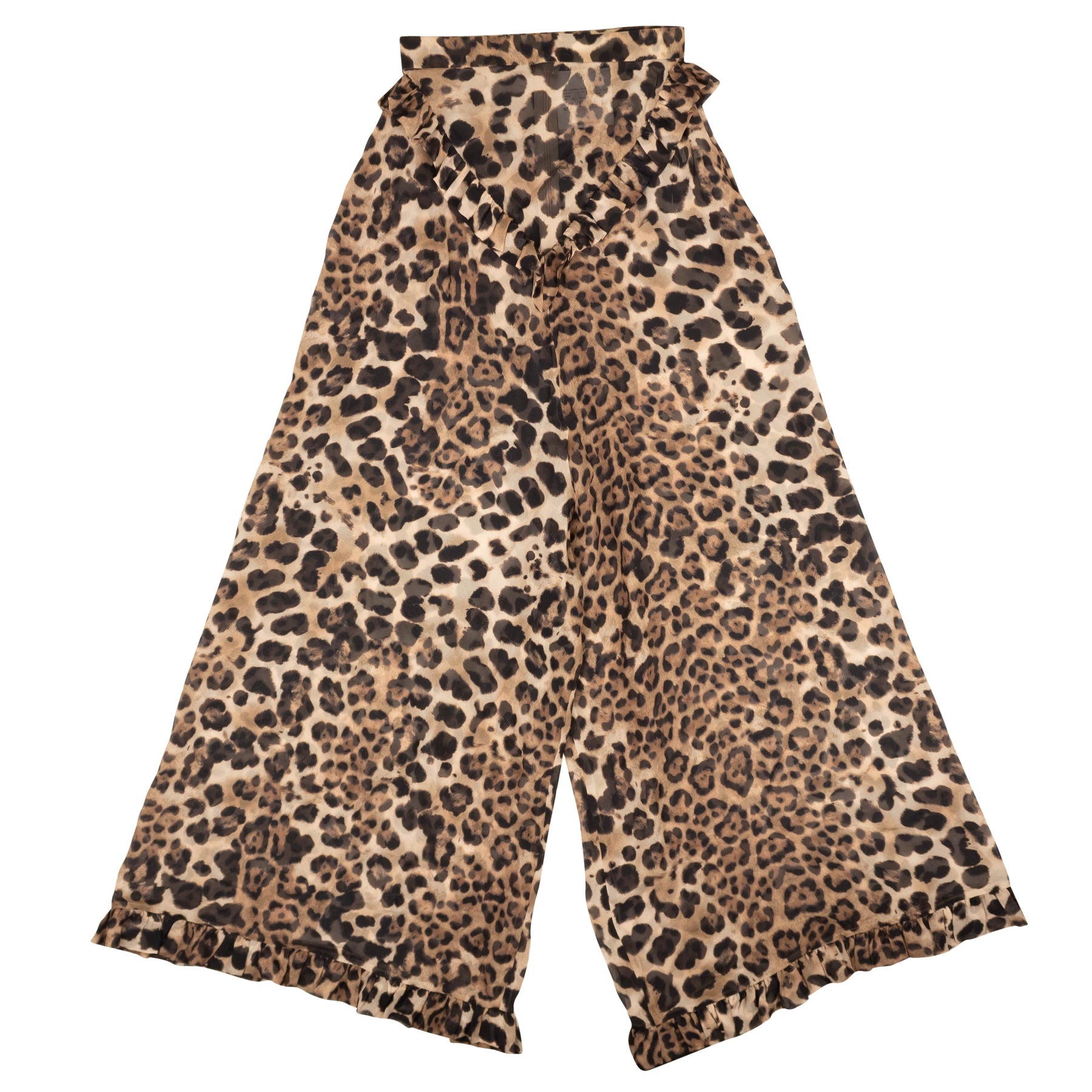 Rodarte Seidenhose mit Leopardenmuster und Rüschen – Braun