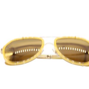 Dolce & Gabbana Mirror Griffe Sonnenbrille aus gelbem Metall – 7748658004028