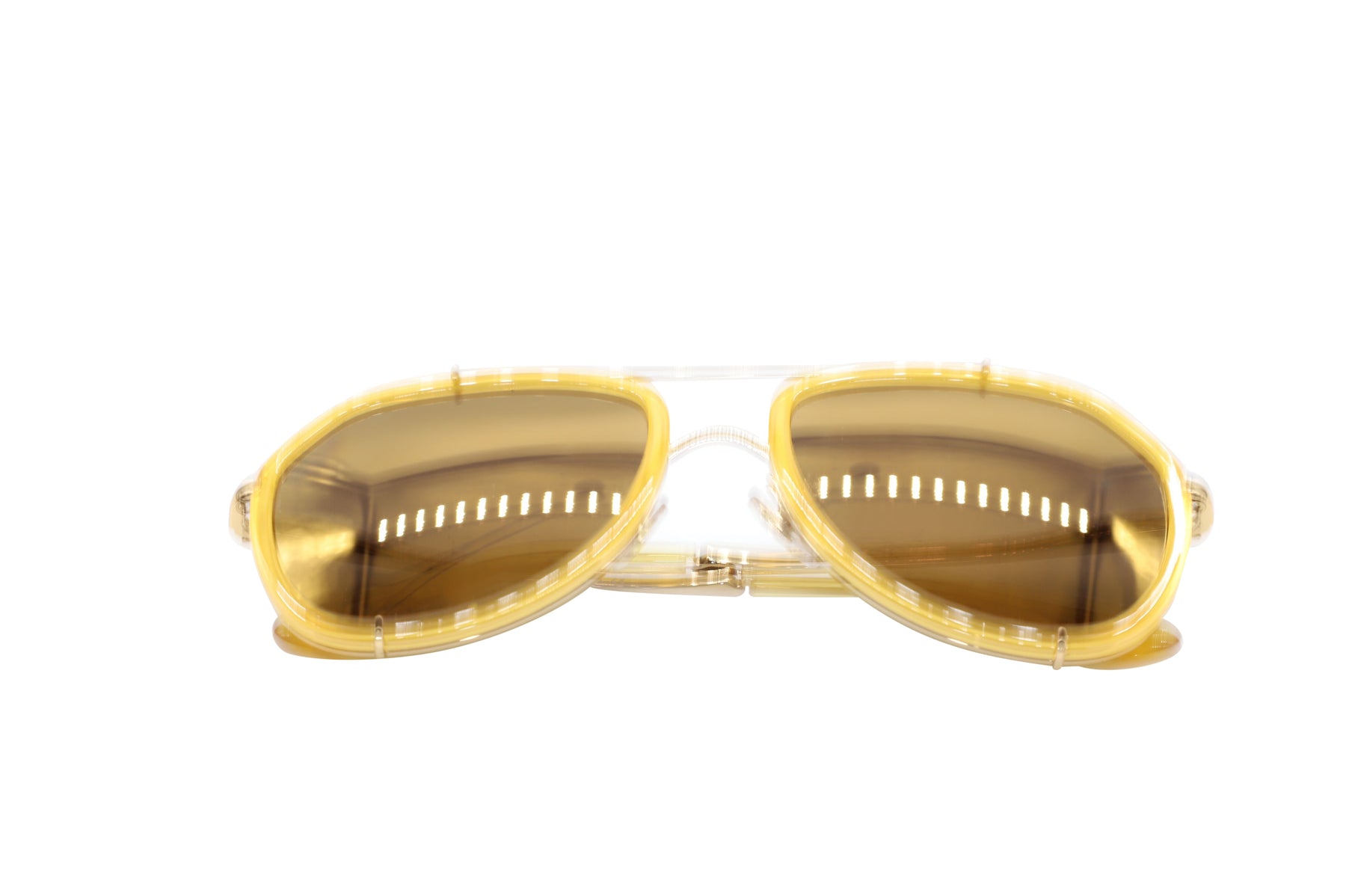 Dolce & Gabbana Mirror Griffe Sonnenbrille aus gelbem Metall – 7748658004028