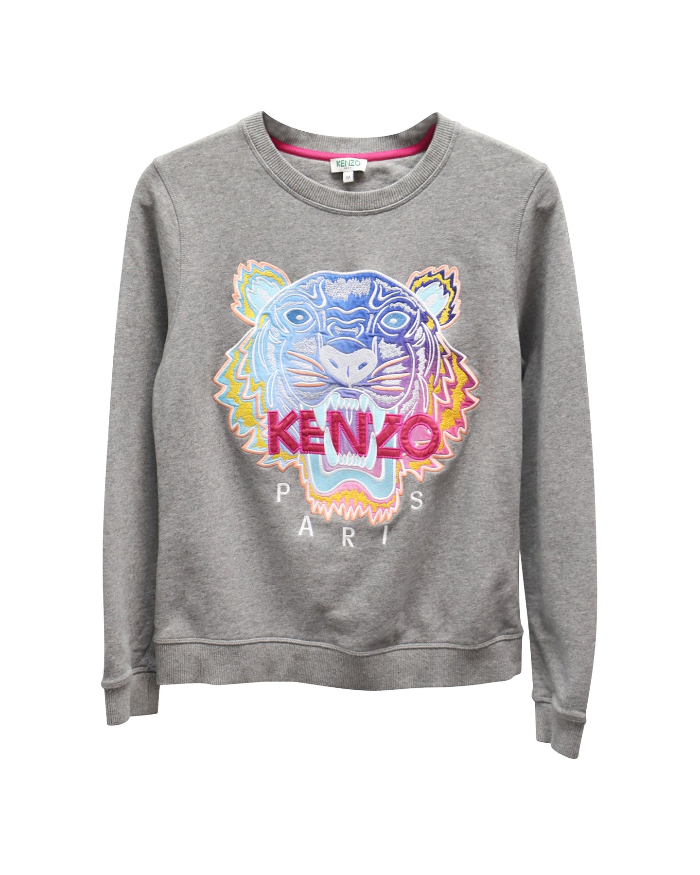 Kenzo Sweatshirt aus grauer Baumwolle mit gesticktem Tigermotiv