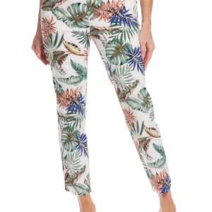 Damen-Knöchelhose mit blütenblattförmigen Saumschlitzen – Tropical