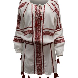 Dodo Bar Or besticktes Cover-up-Sommerkleid aus weißer Baumwolle