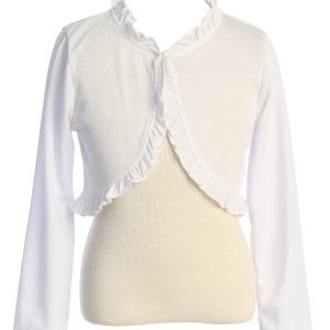 Eleganter langärmeliger Mädchen-Bolero mit Rüschenbesatz, Größen 2–16
