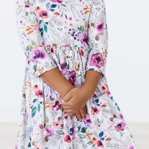 Midnight Rain Kleid mit schwingendem Rock – 3/4-Ärmel, Taschen