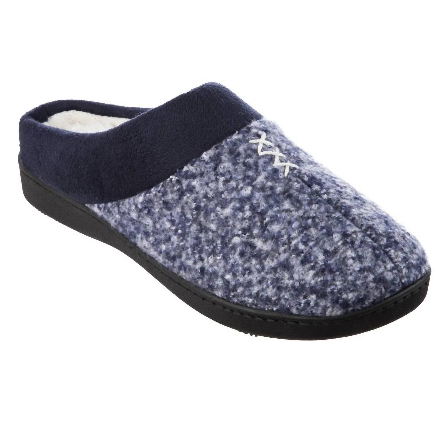Jessie Damen-Hausschuhe mit geschlossener Ferse aus meliertem Strick – Marineblau