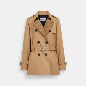 Coach Outlet Signature kurzer Trenchcoat mit Revers