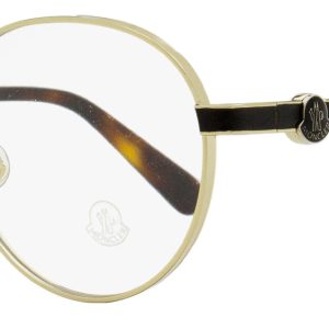 Moncler ML5179 032 /Havana 51mm Brille – Unisex, runde Form, hell, Gold