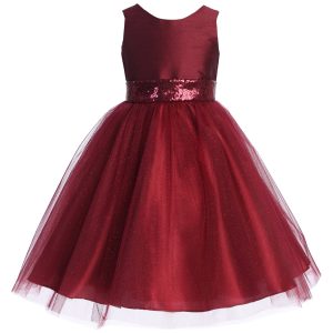 Blumenmädchenkleid für ältere Mädchen aus Glitzertüll mit Pailletten, Größe 18,5