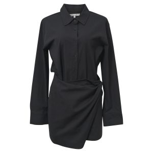 Reformation Weston Hemdkleid – Baumwolle, Schwarz