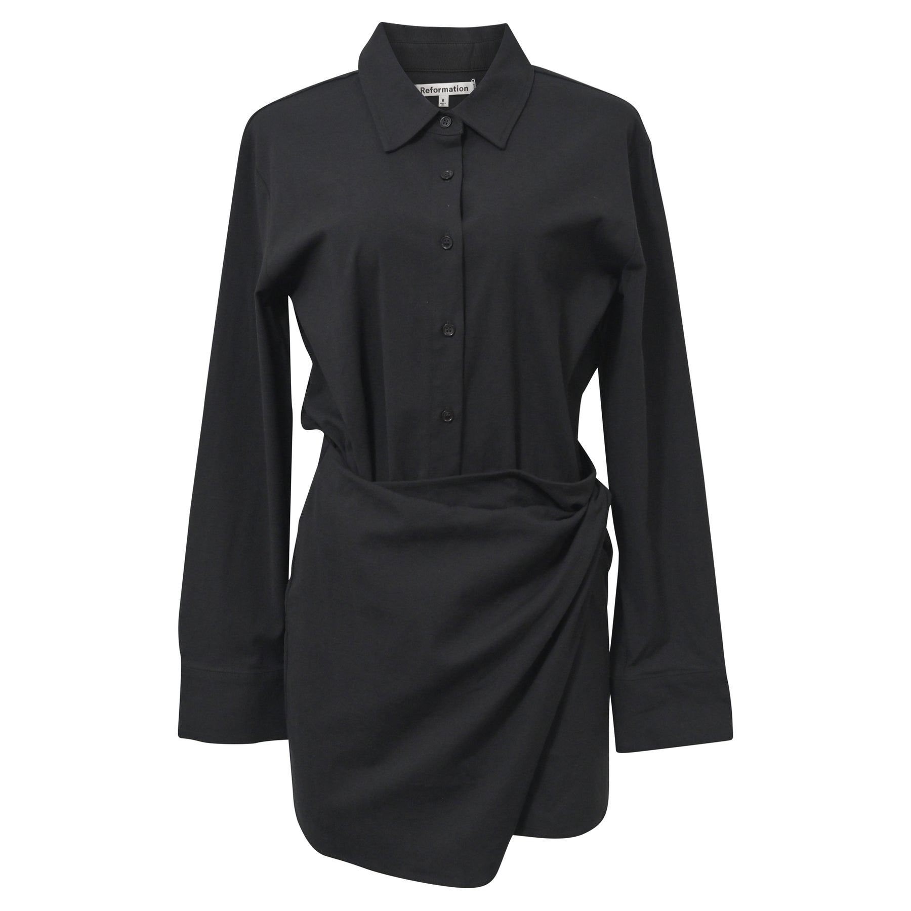 Reformation Weston Hemdkleid – Baumwolle, Schwarz