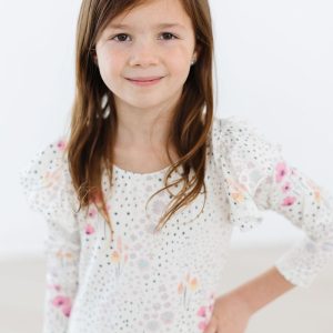 Whimsical Wildflowers Gymnastikbody – lange Flügelärmel