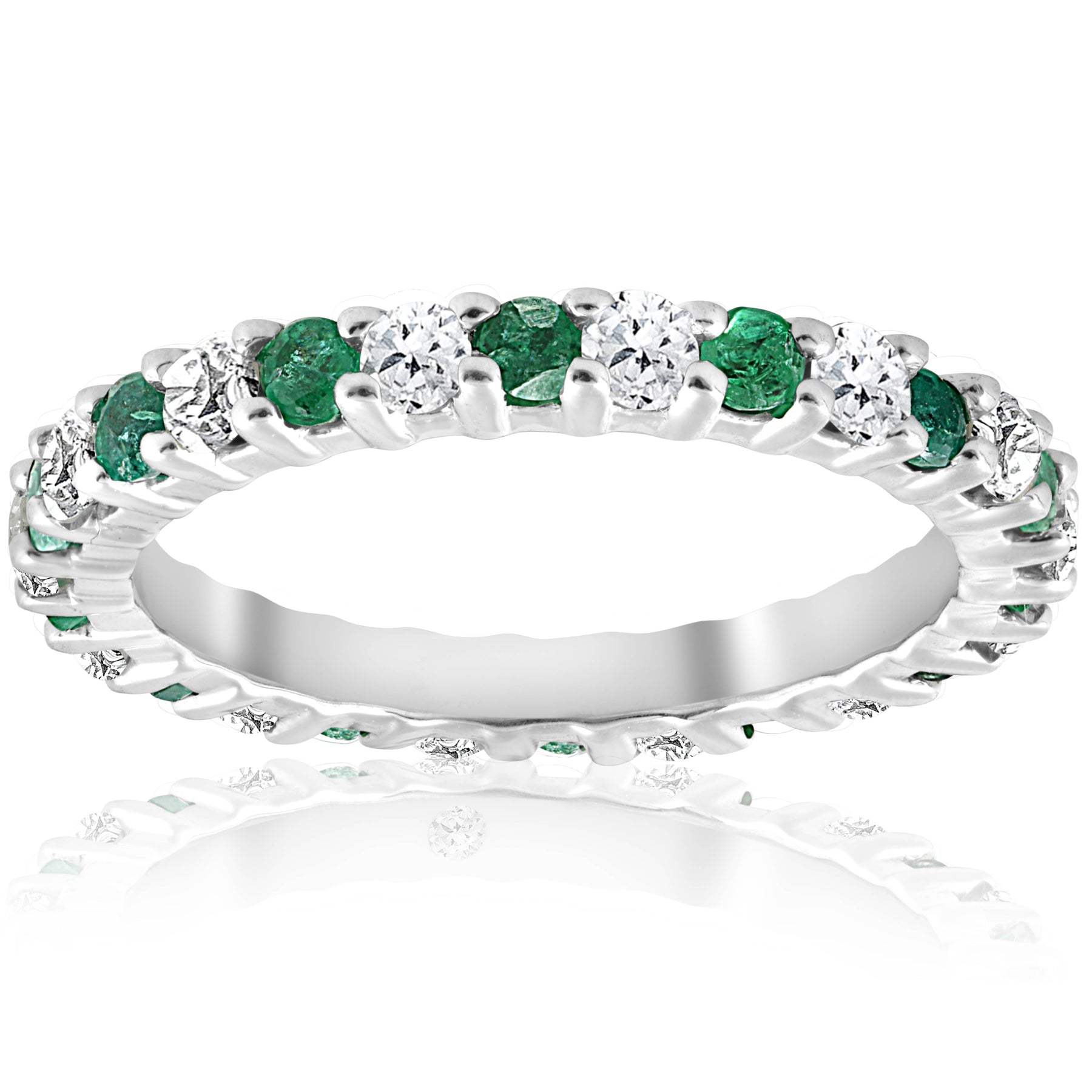 1 1/2ct Eternity 14K Ring – Weißgold, Diamant, Smaragd