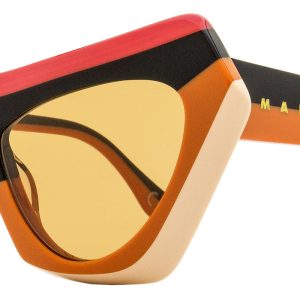 Marni Devil’s Pool P1N gestreifte Damen-Sonnenbrille – Rot/Schwarz/Orange, 56 mm