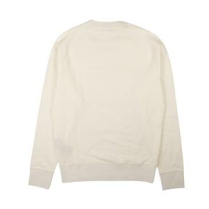 Weißer gerippter Basic-Pullover mit Rundhalsausschnitt