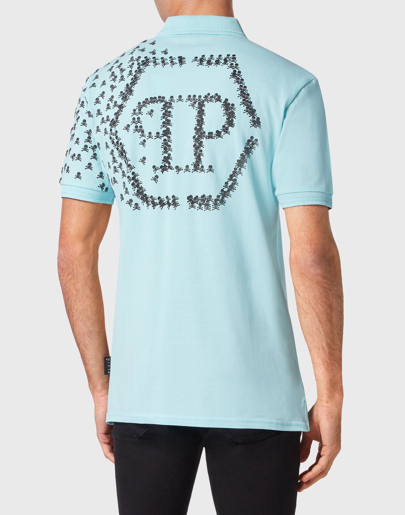 Kurzarm-Poloshirt, schmale Passform, Totenkopf-und-Knochen-Motiv