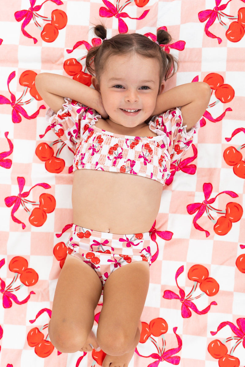 Cherry Sweet Checkers Dream gesmokter schulterfreier Badeanzug