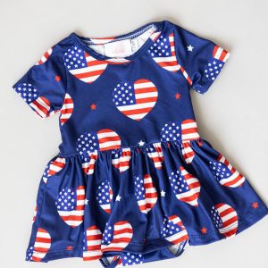 I the USA Body mit schwingendem Rockteil – Herzmotiv, Kurzarm