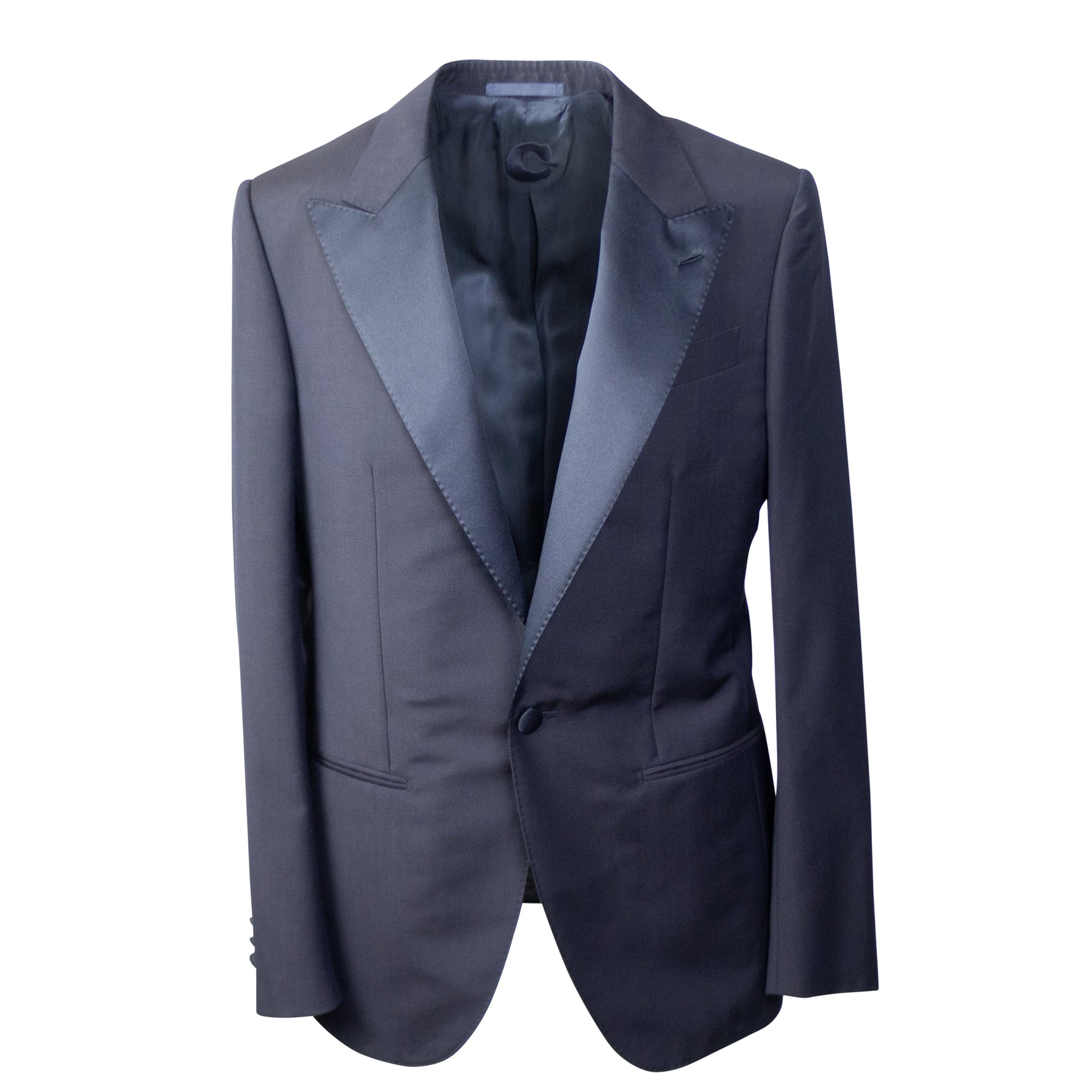 Marineblauer einreihiger Blazer aus Wollmischung