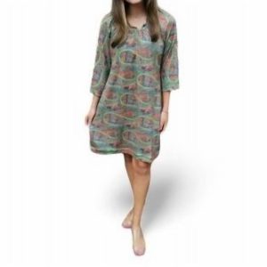 Paisley Babydoll Geen Kleid – mehrfarbig