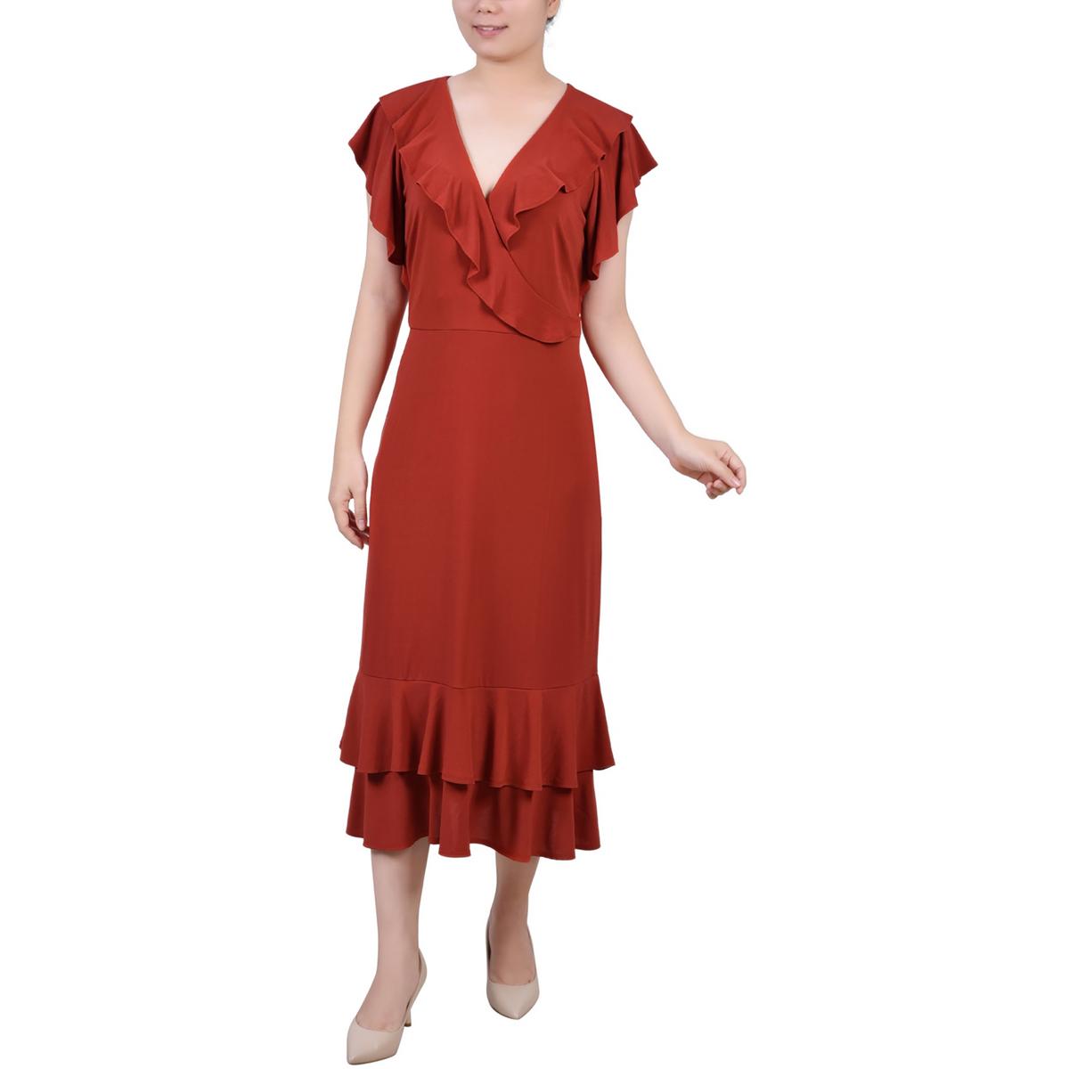 A-Linien-Midikleid mit Rüschen in Kurzgröße