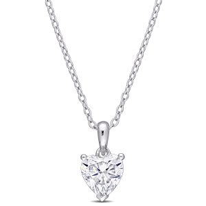 Mimi & Max 1ct DEW Shaped Anhänger – synthetischer Moissanit, Sterlingsilber, Solitär, Kette, Herzmotiv