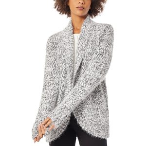 Melierte Strickjacke aus Fransengarn