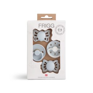 FRIGG erste Babyschnuller Moonlight Sailing im 4er-Pack – Puderblau