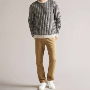 Buzzad strukturierter Herrenpullover – Schwarz/Weiß
