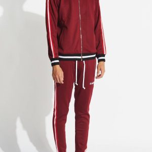 Herren-Set aus Jacke mit Reißverschluss und Jogginghose – Burgunderrot – 7733768093756