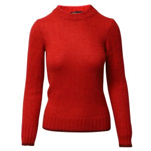 Maje Rundhals-Strickpullover aus roter Wolle und Mohair