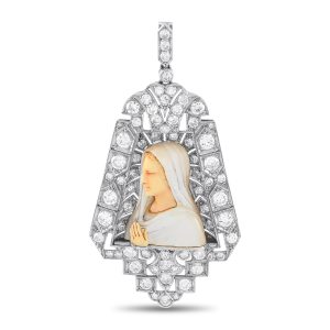 LB Exclusive Antique 3.50ct MF06-072624 7733265989692 Anhänger – Perlmutt, Platin, Diamant
