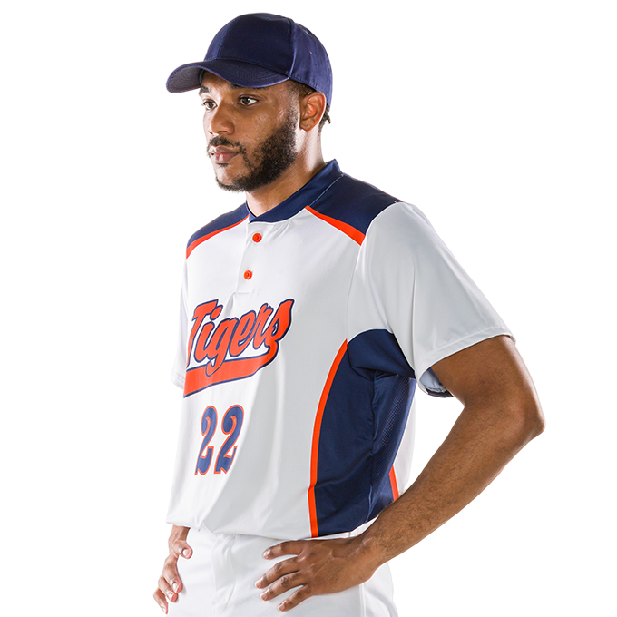 League Outfitters Custom Elite sublimiertes Trikot mit zwei Knöpfen