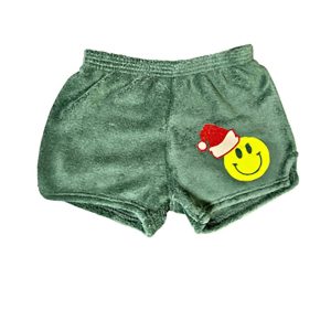 Smiley Santa Hat Mädchen-Shorts – Grün