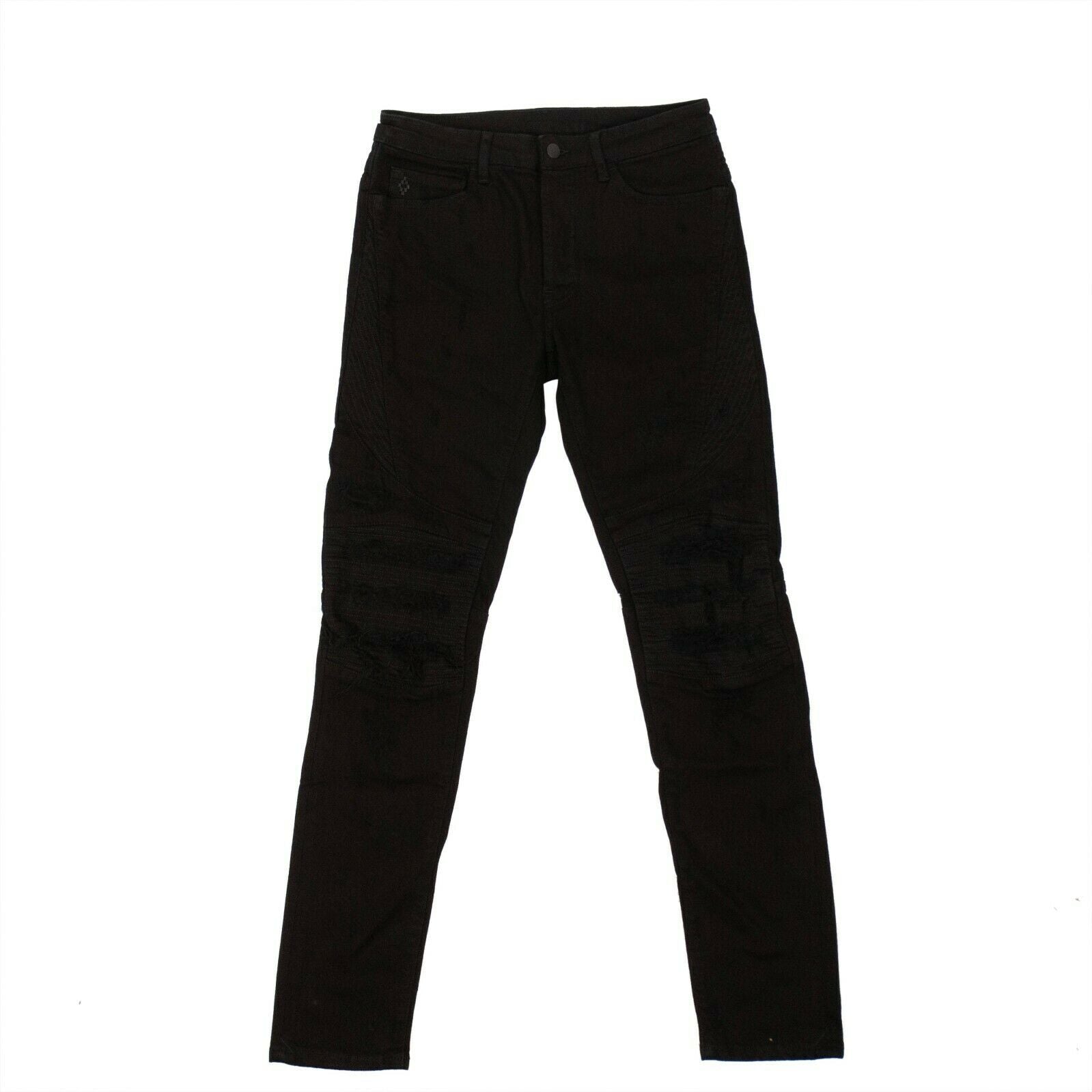 Schmal geschnittene Biker-Jeans in Schwarz