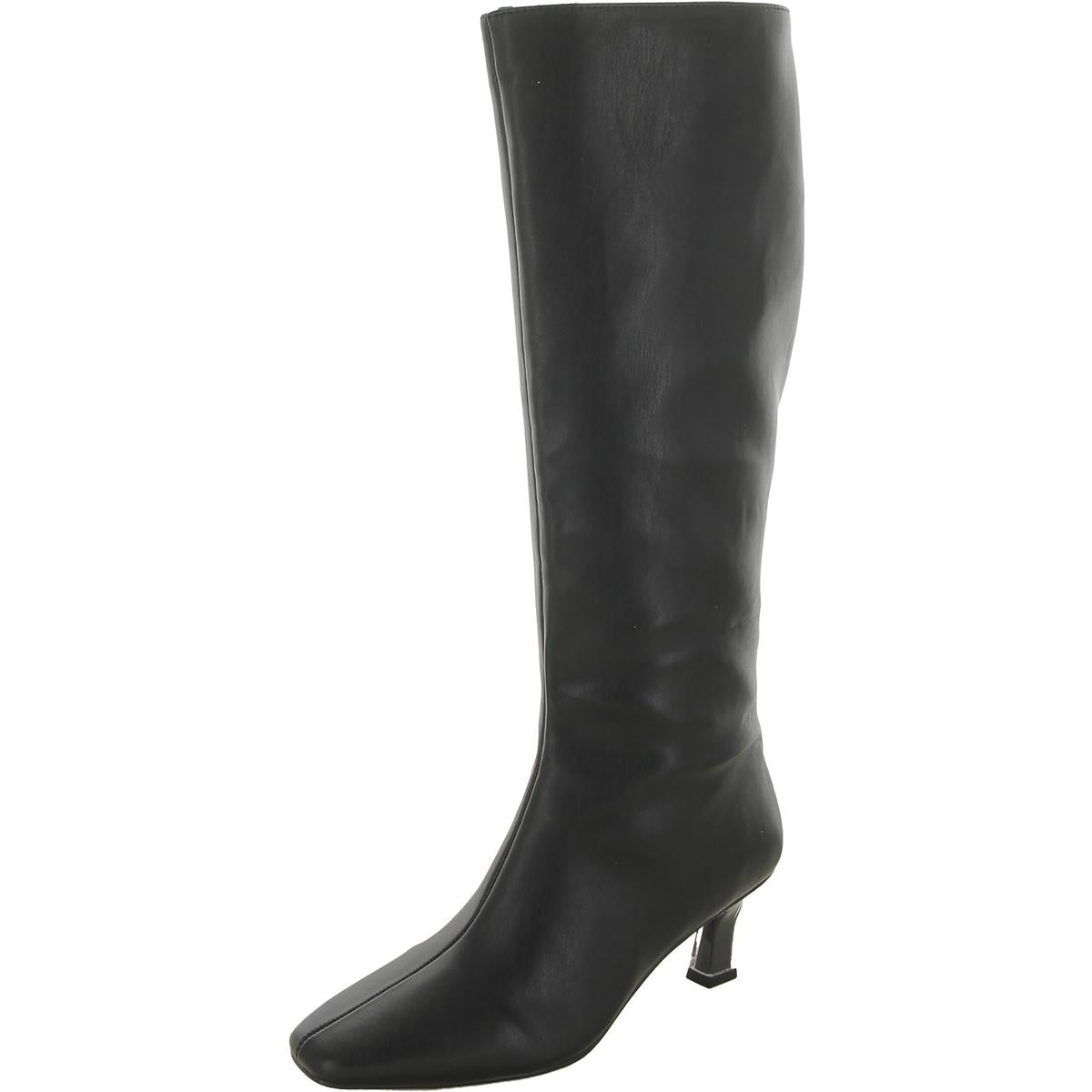 The Zaharrah kniehohe Stiefel – Kunstleder, eckige Zehenpartie