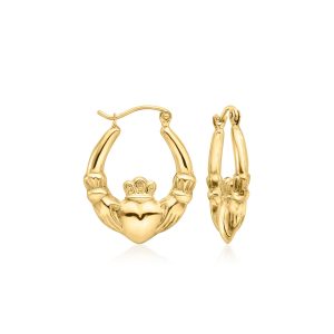 Canaria Claddagh-Creolen aus 10 kt Gelbgold
