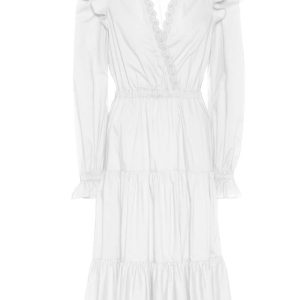 Kleid – Baumwolle, Langarm, Weiß