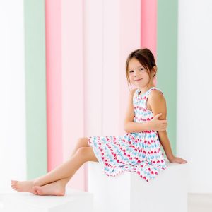 Cute Tank Kleid mit schwingendem Rock – Weiß, Rot