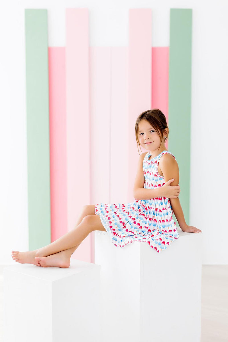 Cute Tank Kleid mit schwingendem Rock – Weiß, Rot