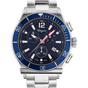 Ferragamo Herren-Quarzuhr in Blau, 44 mm
