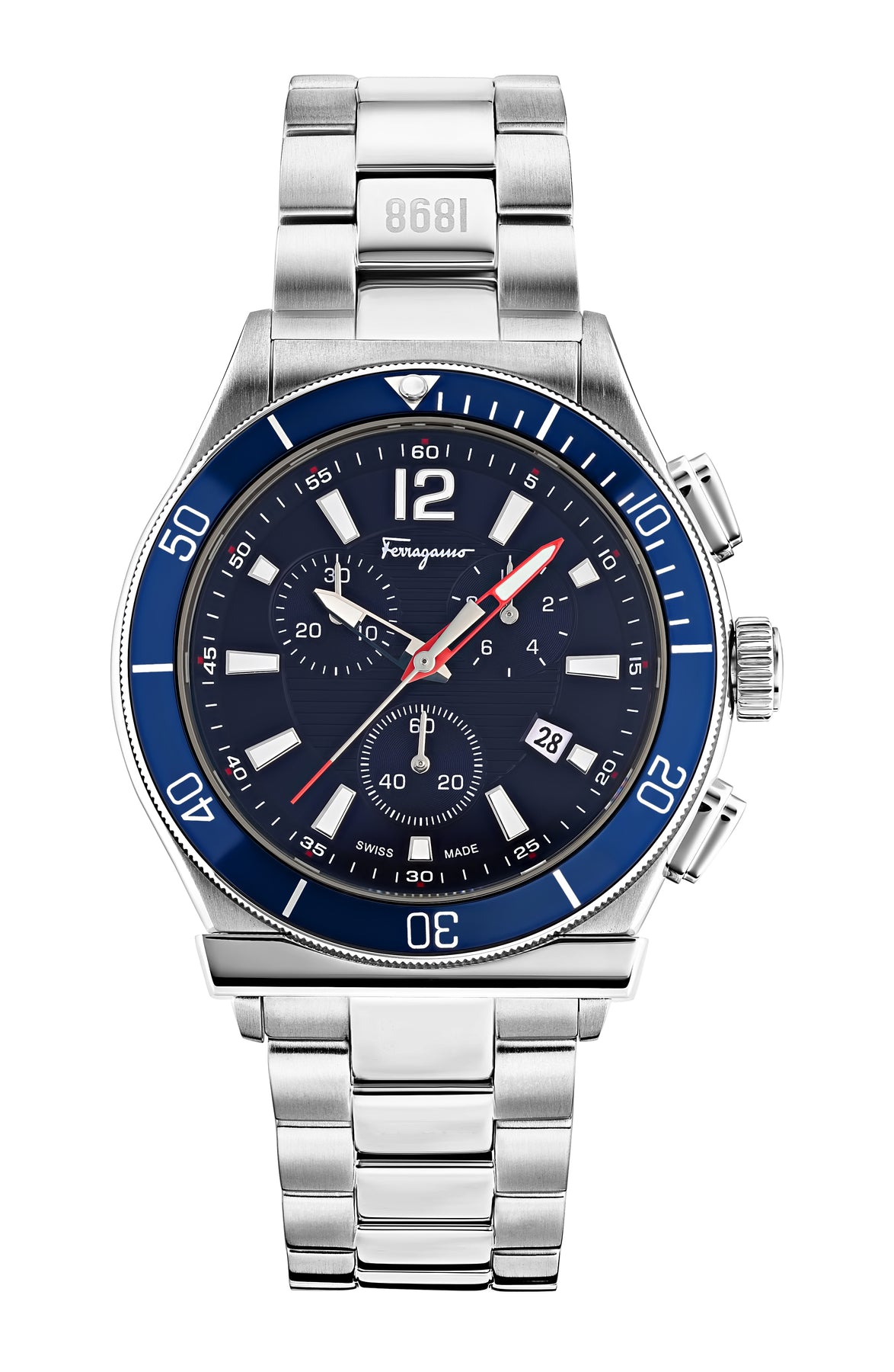 Ferragamo Herren-Quarzuhr in Blau, 44 mm