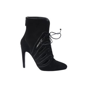 Bottega Veneta Cutout Detail Stiefeletten – mit Schnürung, Veloursleder, Schwarz