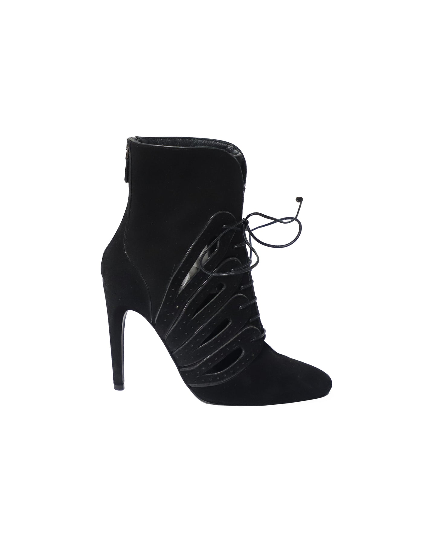 Bottega Veneta Cutout Detail Stiefeletten – mit Schnürung, Veloursleder, Schwarz