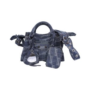 Balenciaga Monogram Neo Cagole XS 7733641084988 Umhängetasche – Denim, Blau