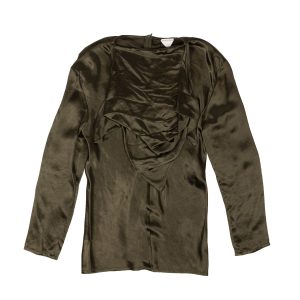 BOTTEGA VENETA Bandana-Top aus gewaschenem Cupro in Olivgrün – neu mit Etikett