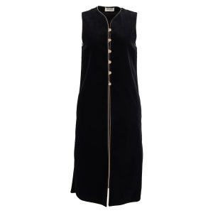 Saint Laurent Tunika-Kaftan-Westen-Kleid aus schwarzem Samt, Fall 1976 Russian Collection