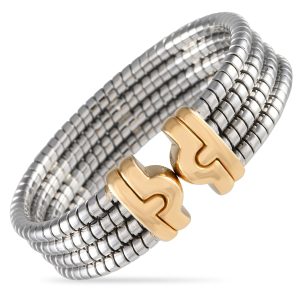 Bvlgari Tubogas Armreif aus 18 K Gelbgold und Stahl – BV12-051424