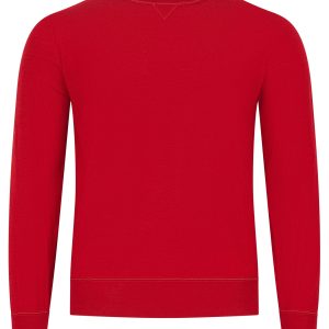 Brunello Cucinelli leichter roter Herren-Kaschmirpullover mit Rundhalsausschnitt