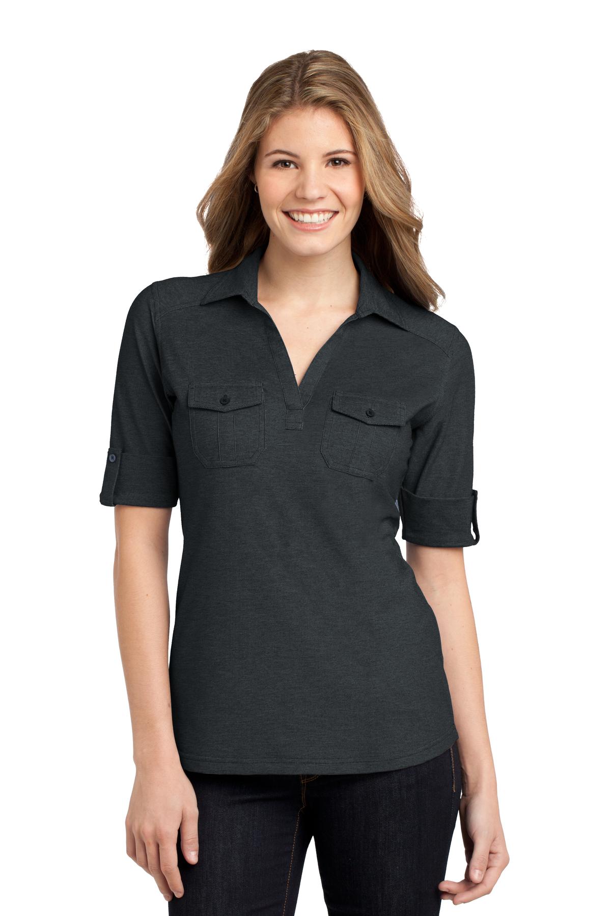 Port Authority Oxford Double L557 Poloshirt – Taschen, Damen, Piqué